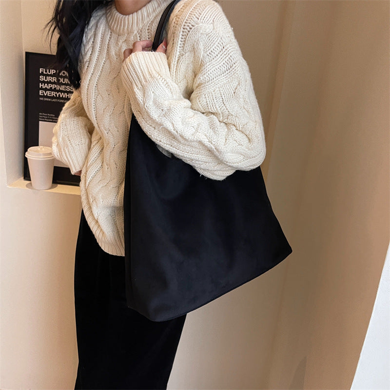 Women's Retro Soft Suede Bread Popular Large Tote Bags