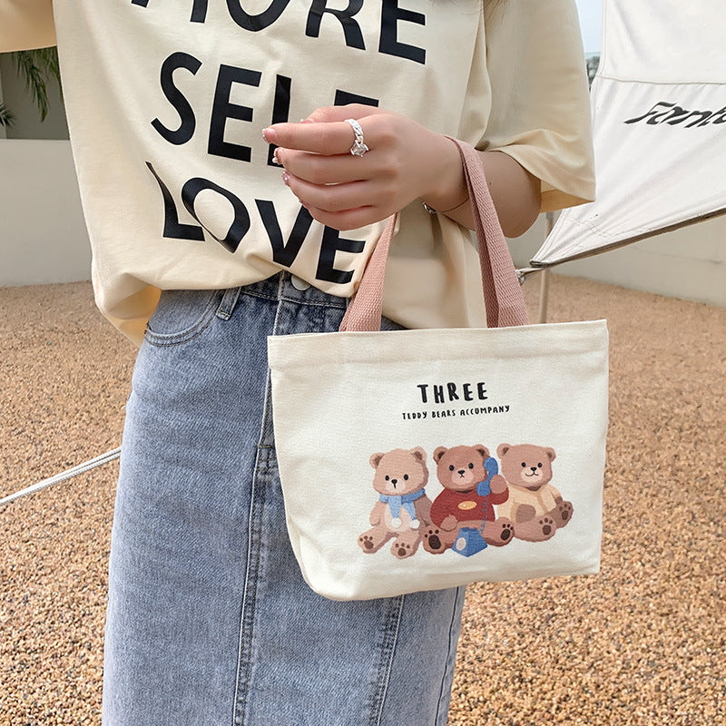 Women's Cute Cartoon Canvas Tutorial Lunch Size Handbags