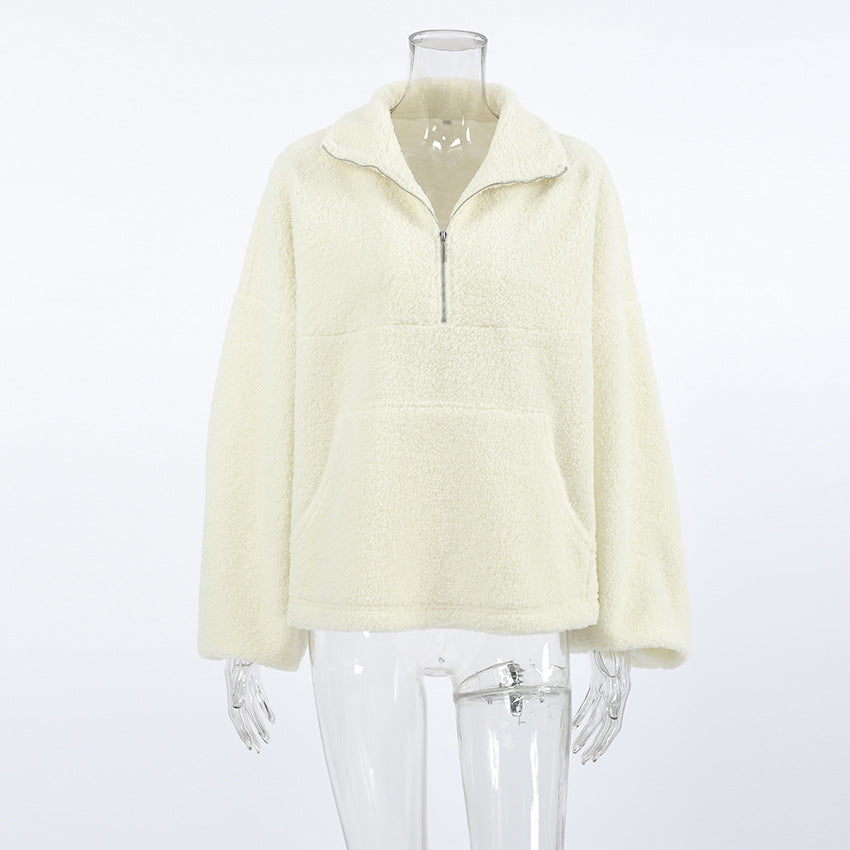 Women's Personality Fashion Beige Knit Casual Lamb Sweaters