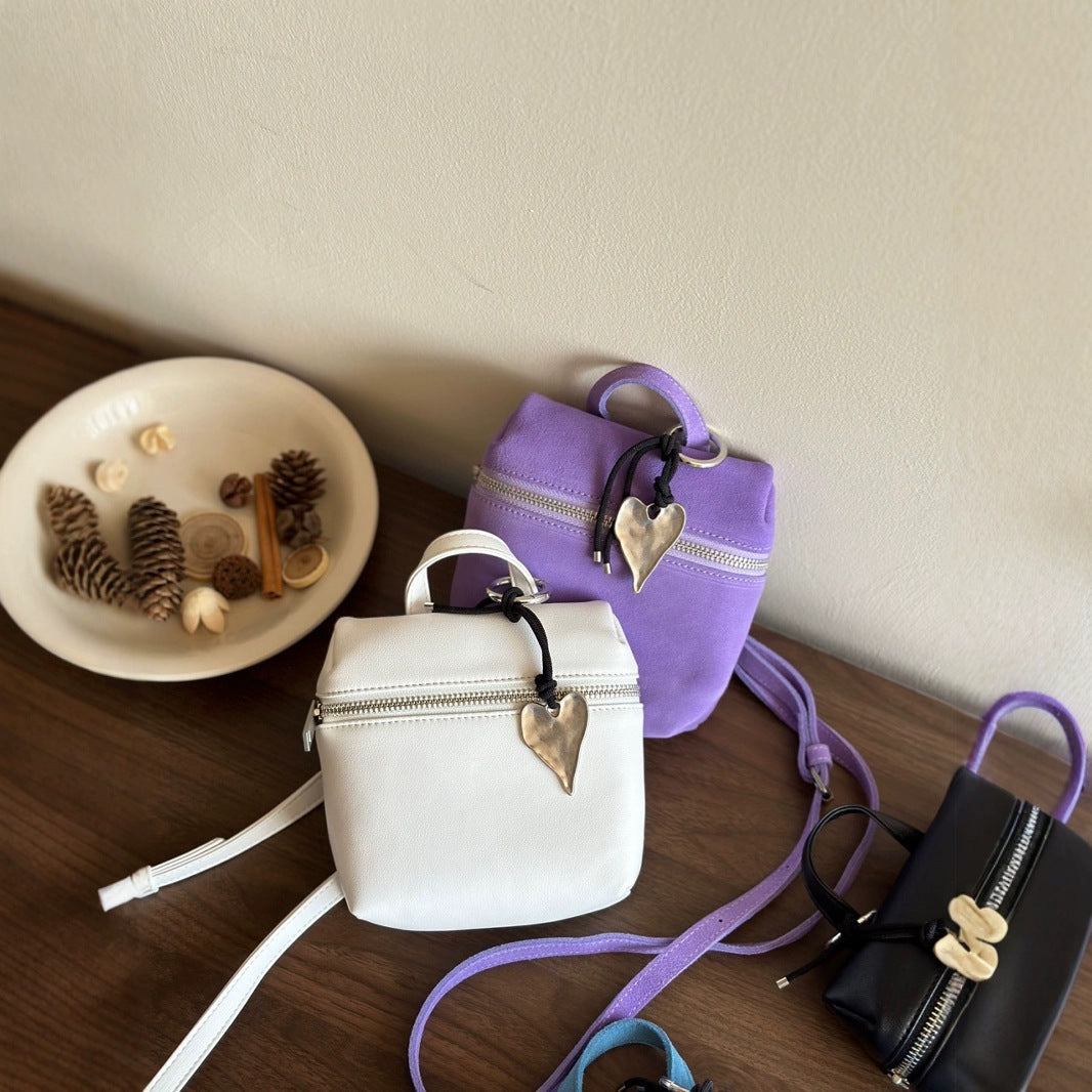 Cool Cowhide Genuine Leather Mini Love Crossbody Bags