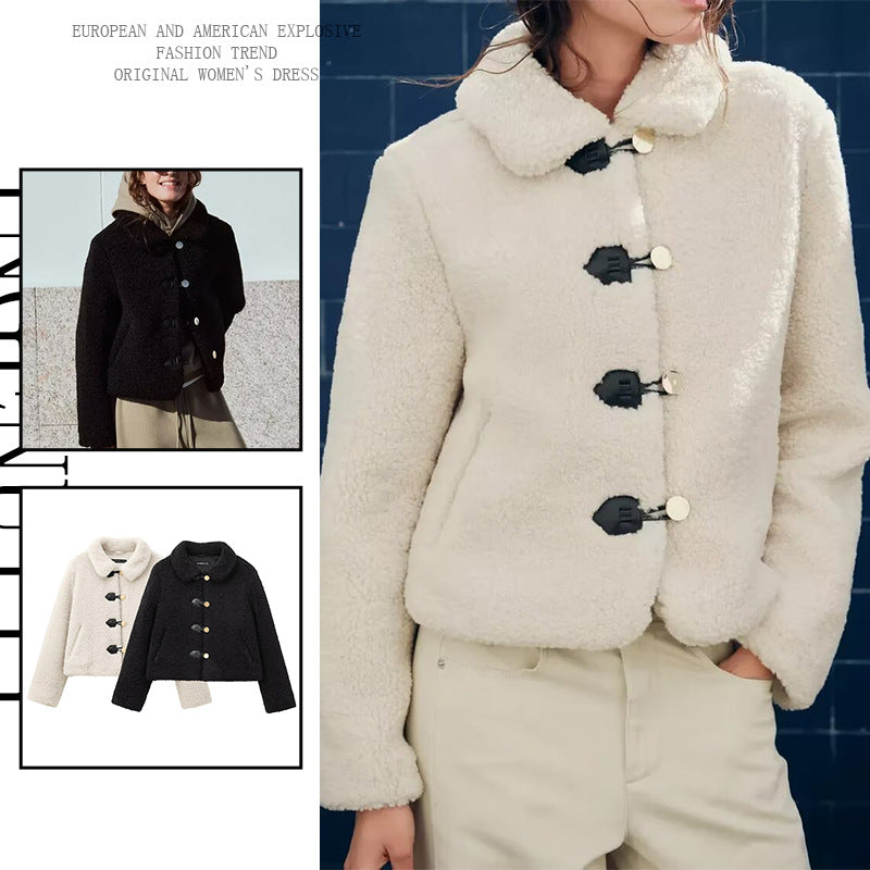 Women's Fashion Fleece Warm Lapel Long Sleeve Coats