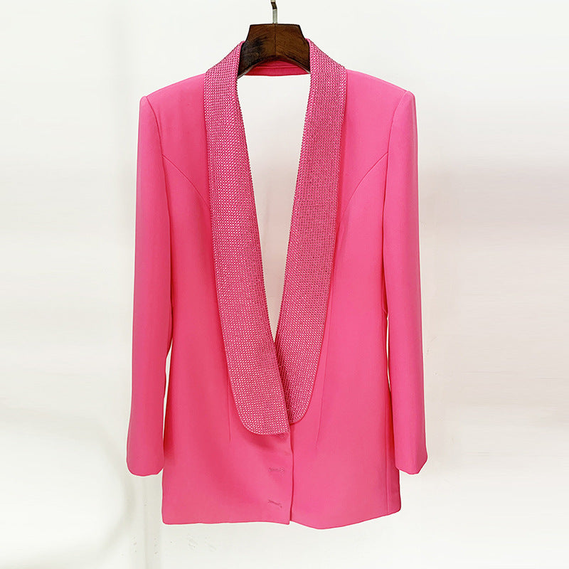Personality Backless Hot Rhinestone Green Fruit Collar Small Suit