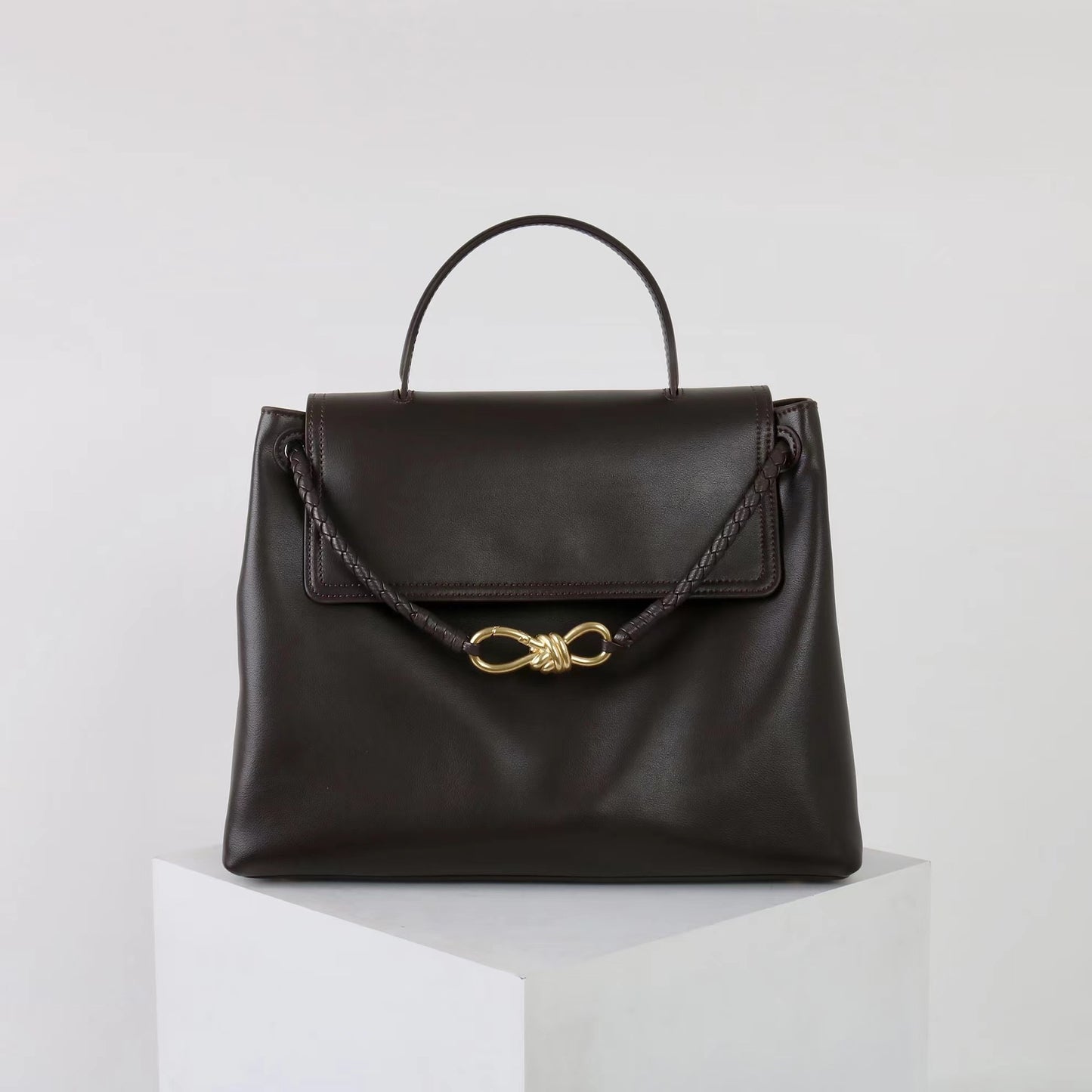 Glossy Cowhide Bow Metal Bends Hitches Handbags