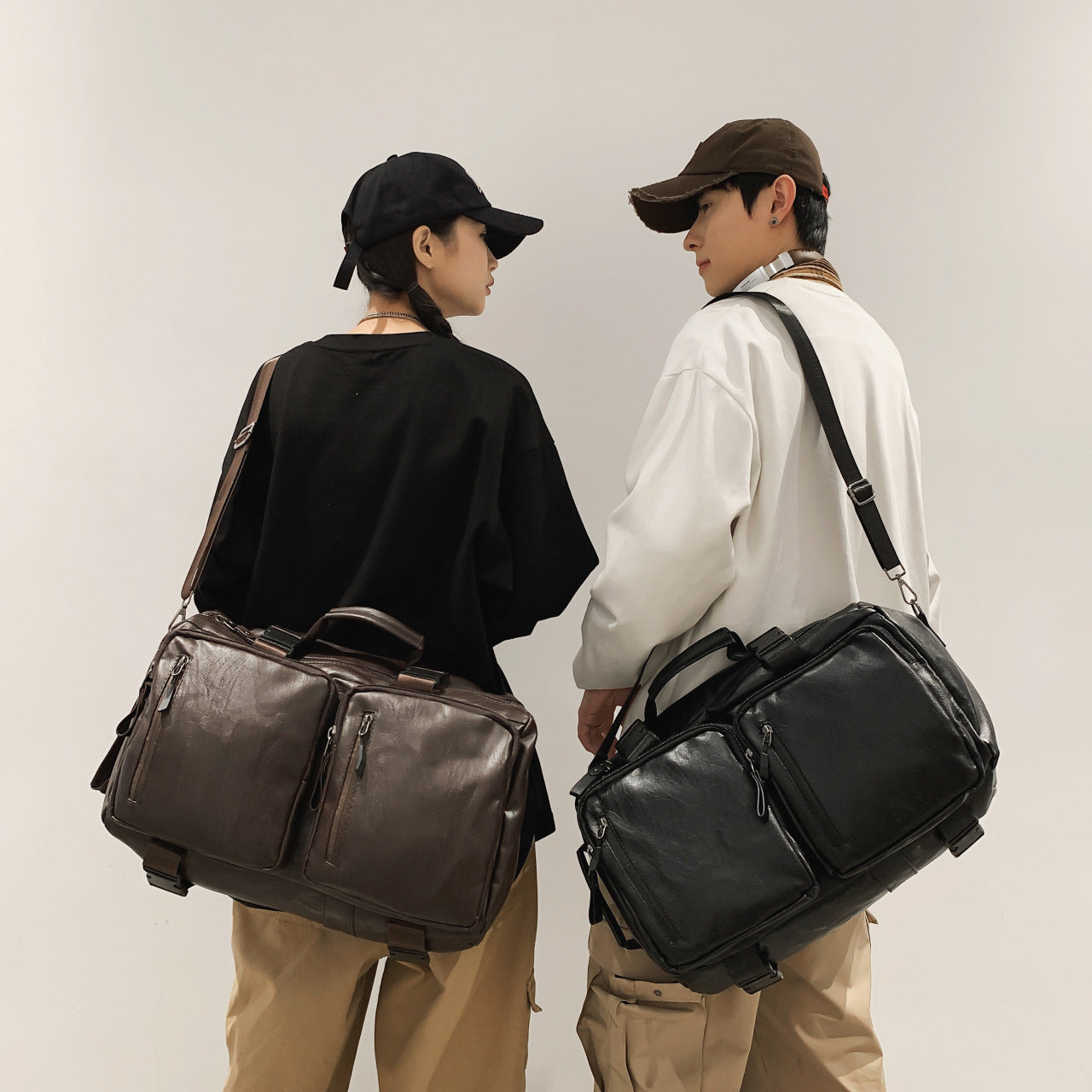 Retro Large Capacity Soft Leather Simple Travel Bags