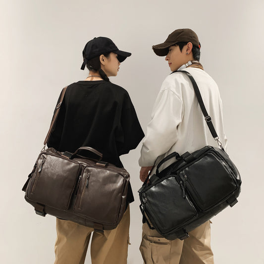 Retro Large Capacity Soft Leather Simple Travel Bags