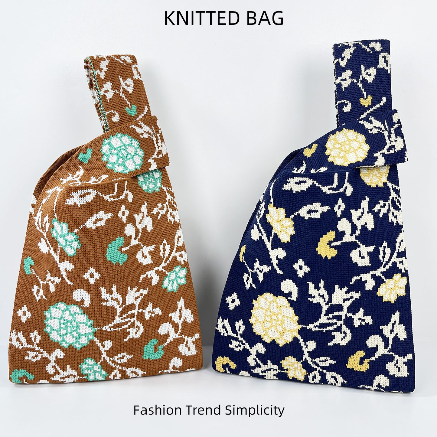 Women's Niche Design Hydrangea Flower Knitted Versatile Handbags