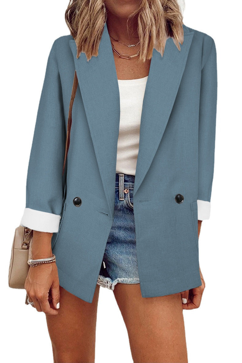 Fashion Solid Color Single Long Sleeve Small Suit