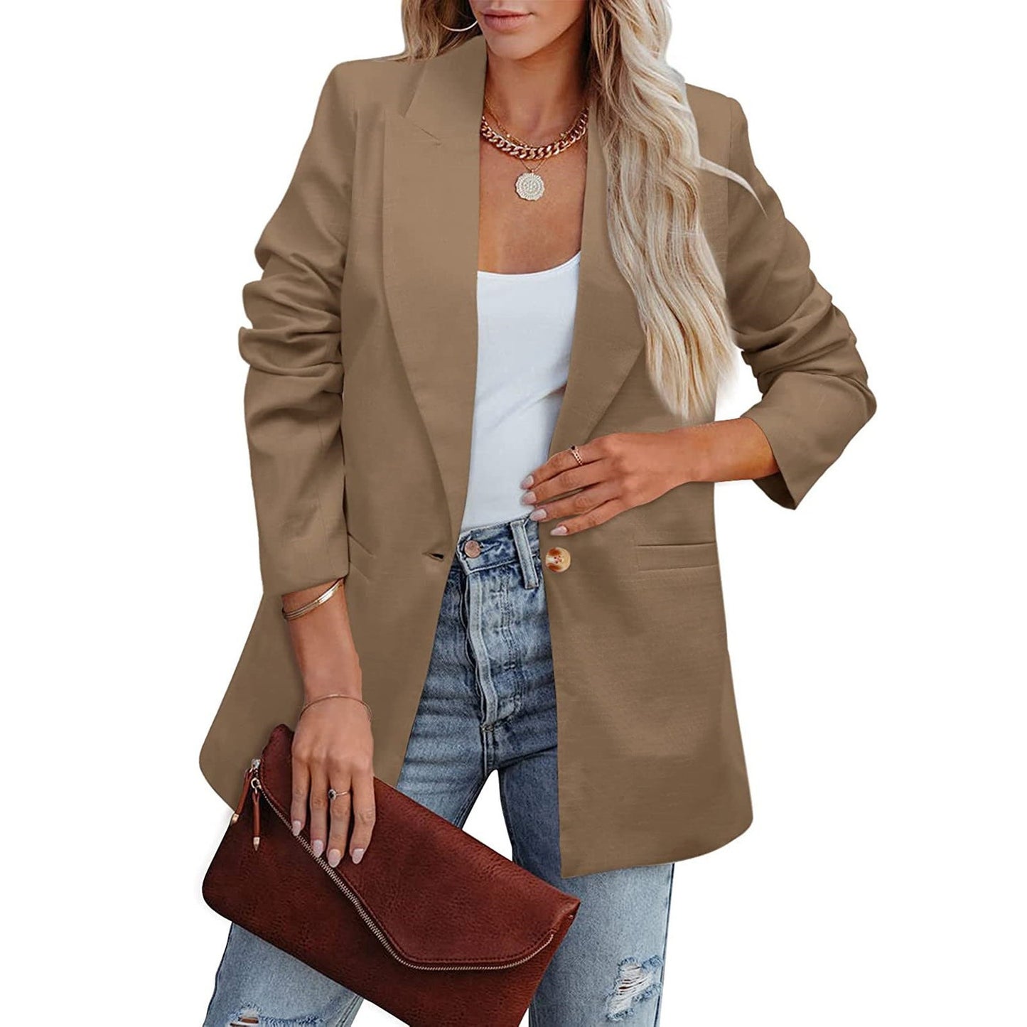 Women's Color Casual Long Sleeves Temperament Professional Suits