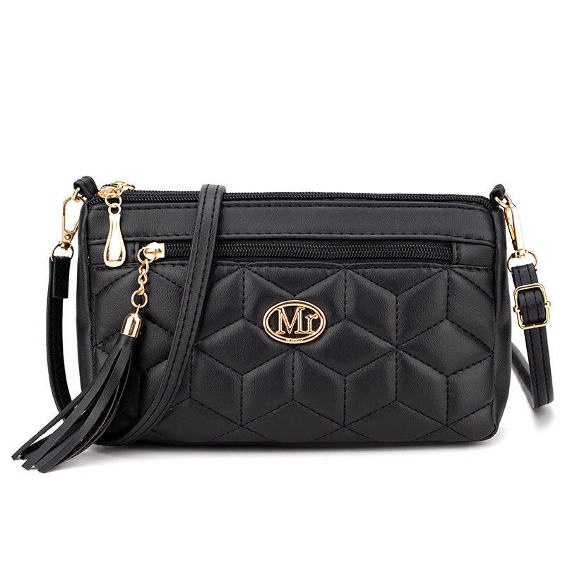 Women's Double Layer Zipper Mother Soft Leather Bags