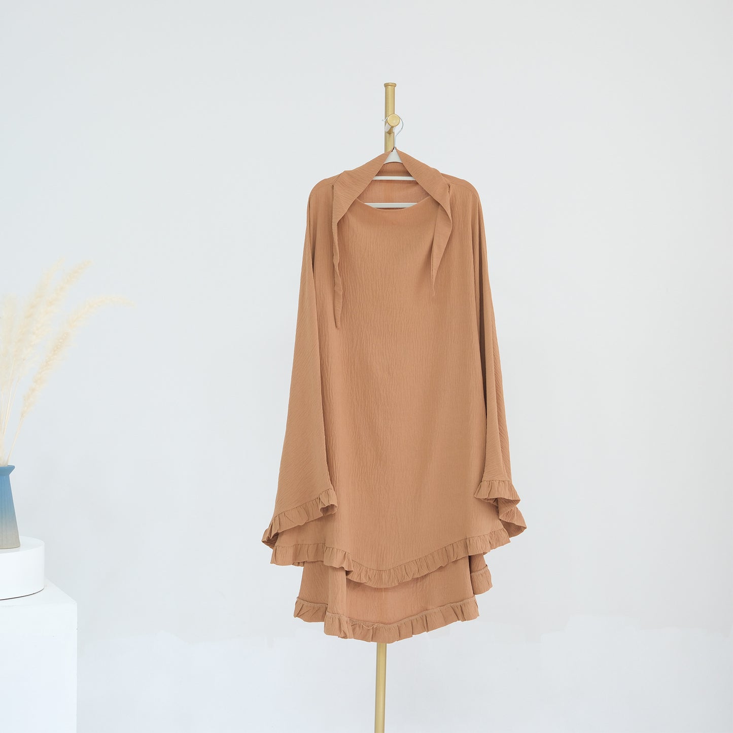 Pure Color Ruffles Big Swing Headscarf Dresses