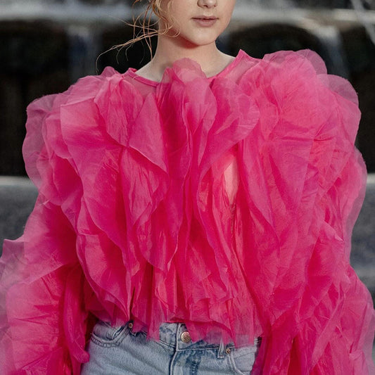 Solid Color Spring High-grade Round Neck Blouses