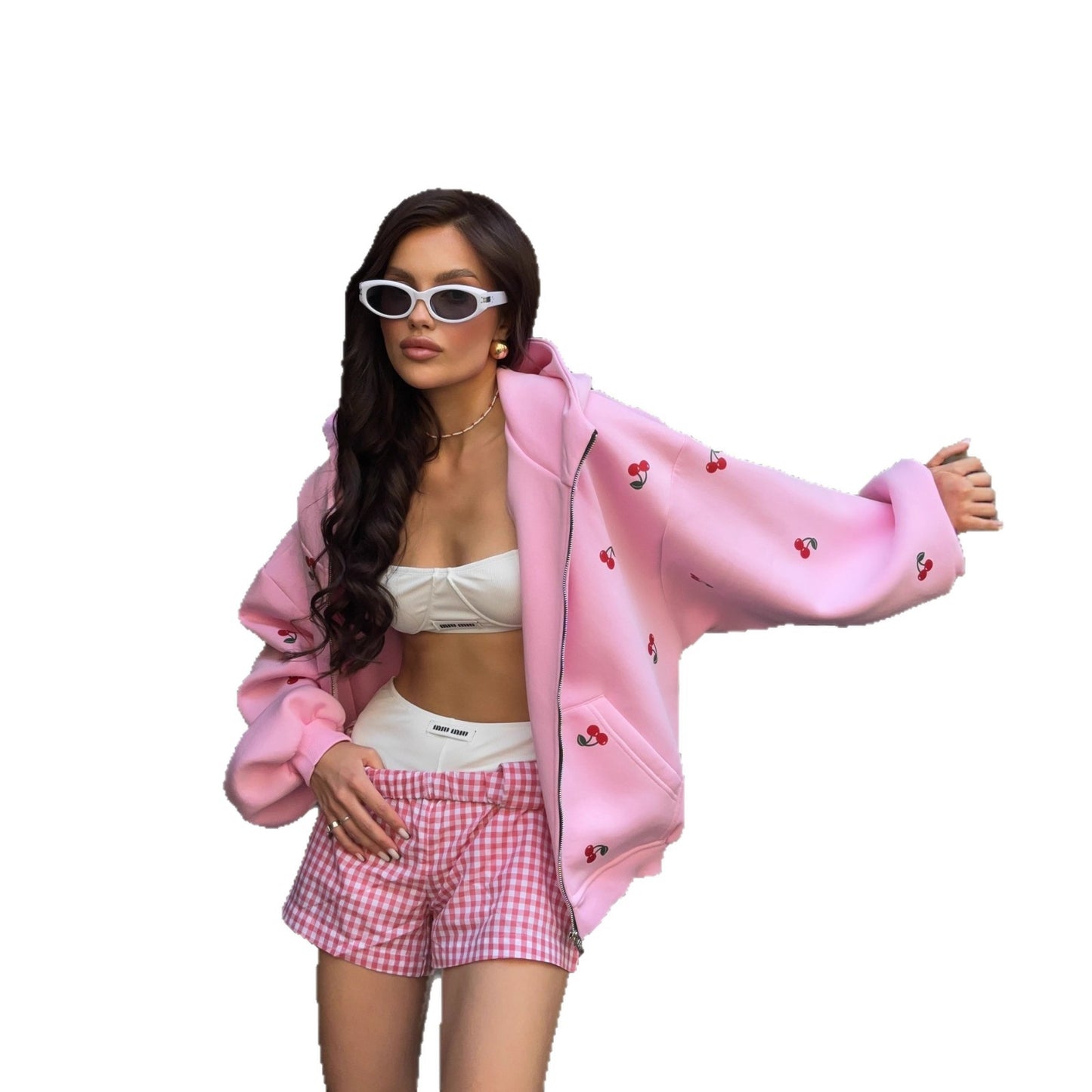 Women's Loose Idle Fashion Cherry Print High-grade Sweaters