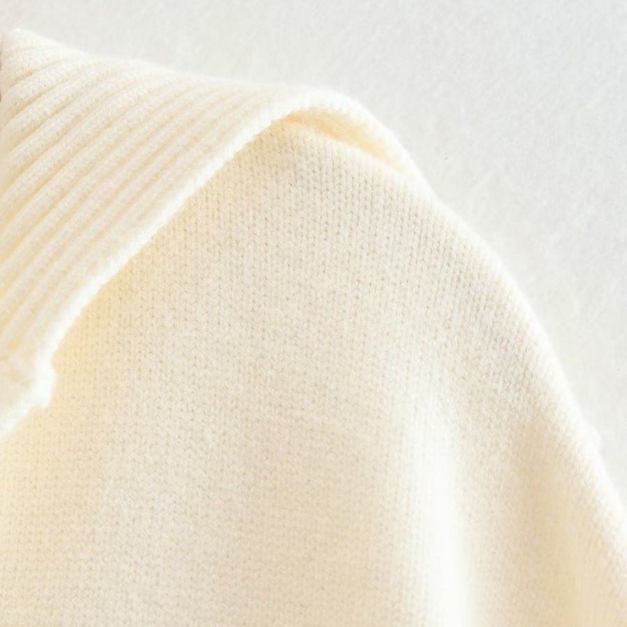 Women's V-shaped Polo Collar Stripes Loose Pullover Knitwear