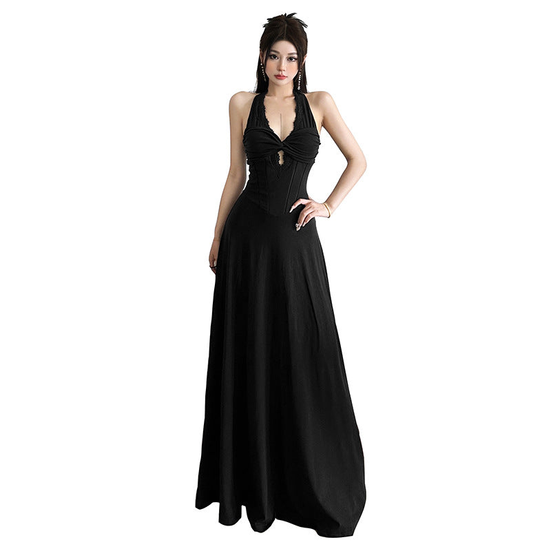 Women's Slim Fit Graceful Fashionable Casual Halter Cut-out Sleeveless Dresses