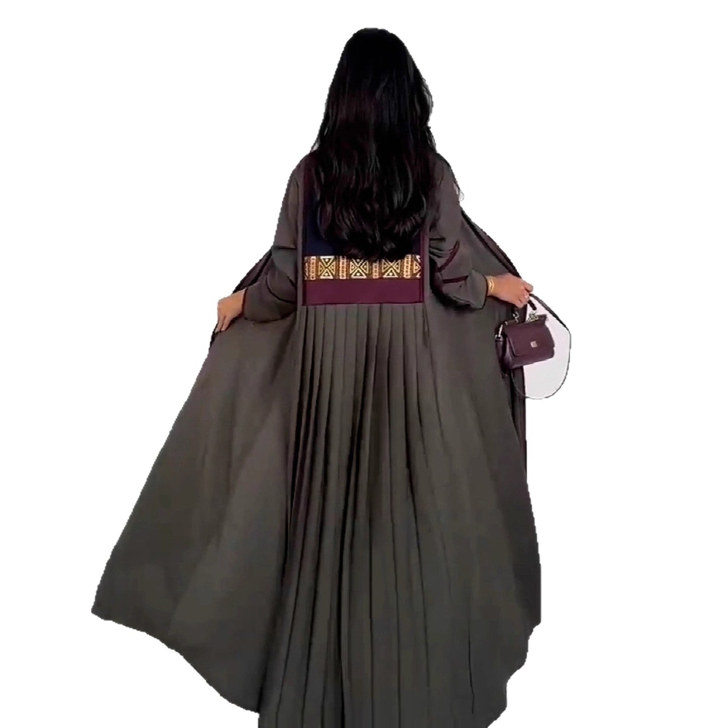 Women's Pleated Loose Multicolor Long Trench Coats