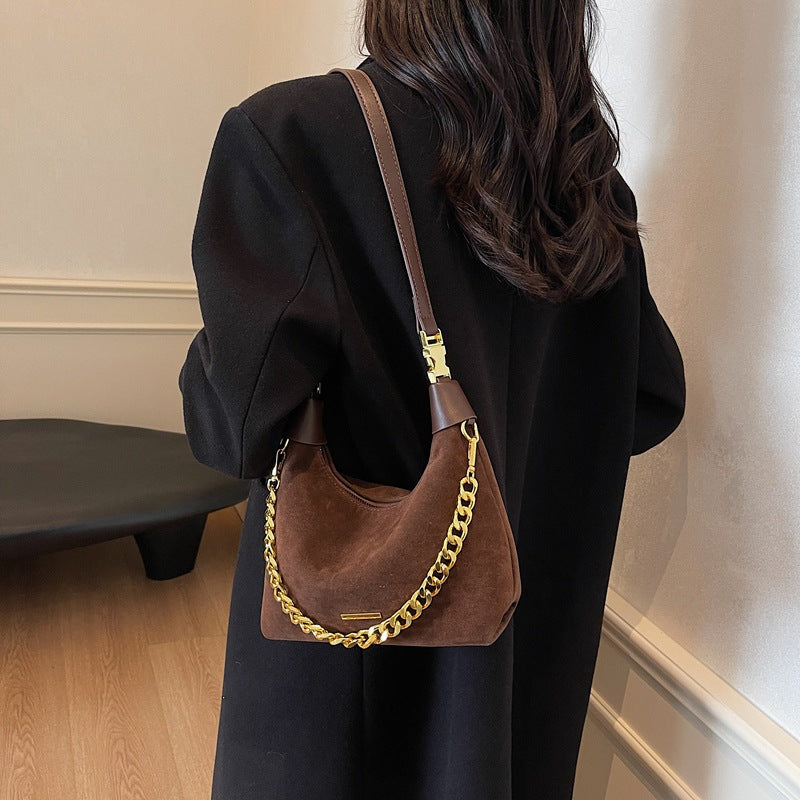 Women's French Minority Suede Fashion Retro Textured Armpit Bags