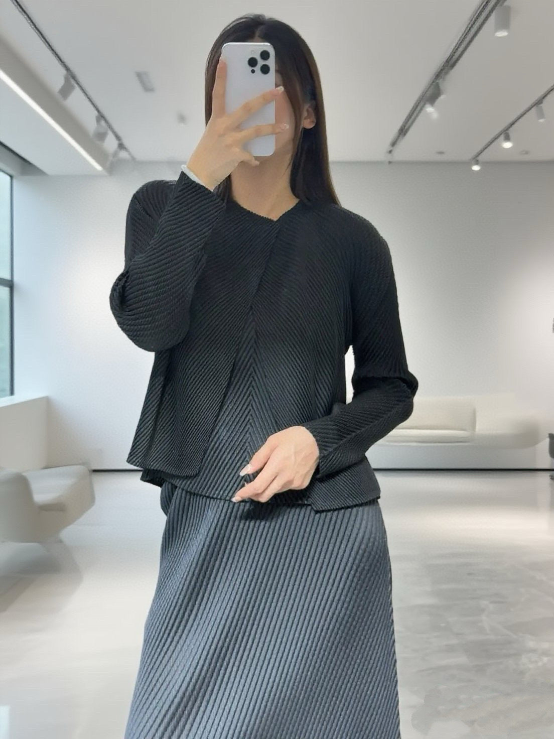 Scale Pleated Long-sleeved Versatile Casual Fashionable Suits