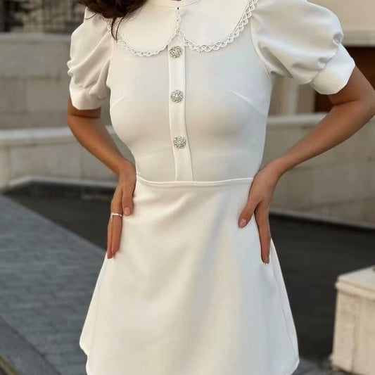 Women's Spring Sweet Elegance Detachable Doll Collar Dresses