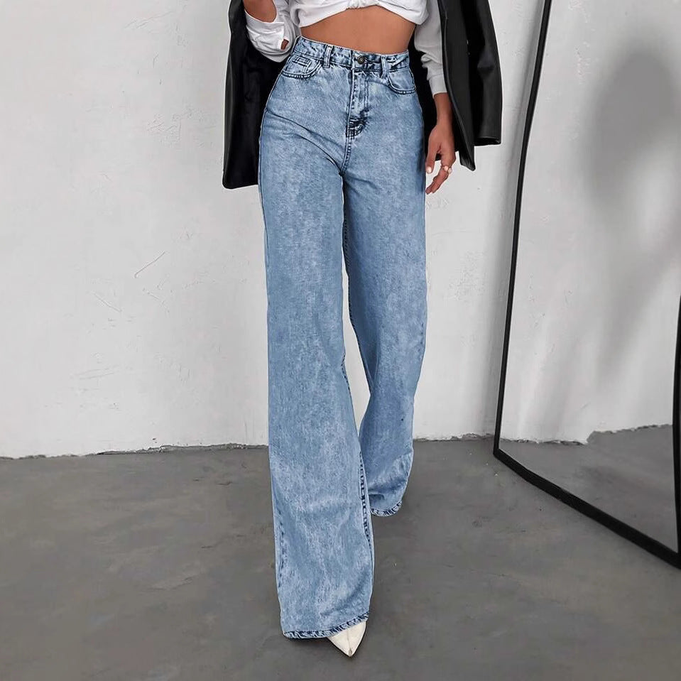 Women's Straight Spring Loose Slimming Casual Wide Jeans