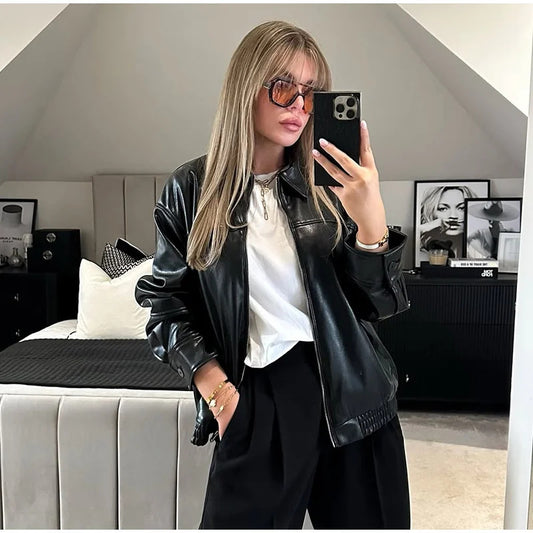 Women's Cool Pretty Faux Leather Bomber Jackets