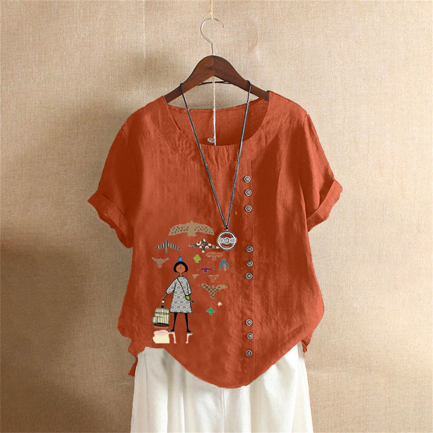 Women's Retro Large Casual Loose Cotton Linen Shorts