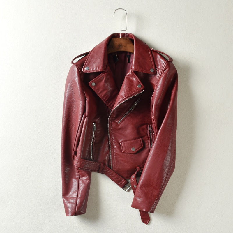 Women's Leather Korean Slim Fit Lady Fashion Jackets