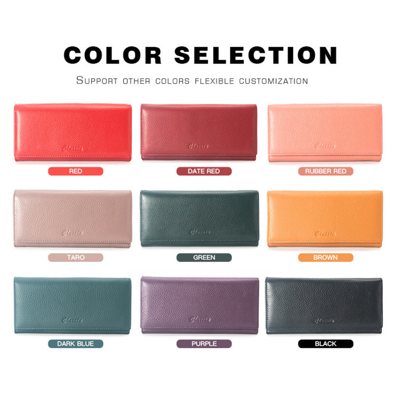 Women's Genuine Leather Long First Layer Cowhide Ladies Wallets
