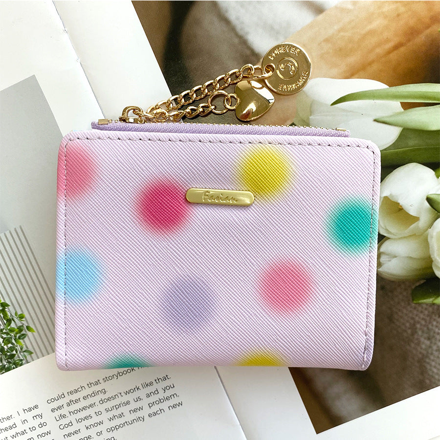 Women's High-grade Korean Style Love Pendant Short Ladies Wallets