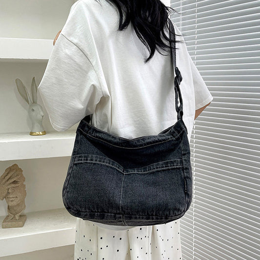 Women's Denim Large Capacity Artistic Class Korean Shoulder Bags
