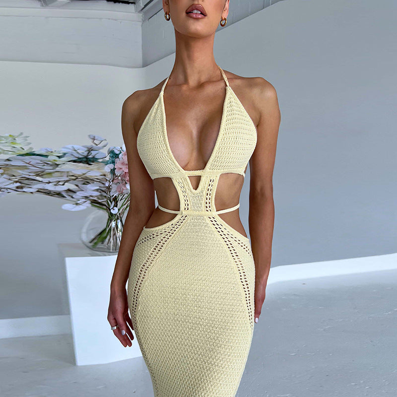 Women's Street Style Pure Desire Halter Wrapped Chest Hollow Dresses