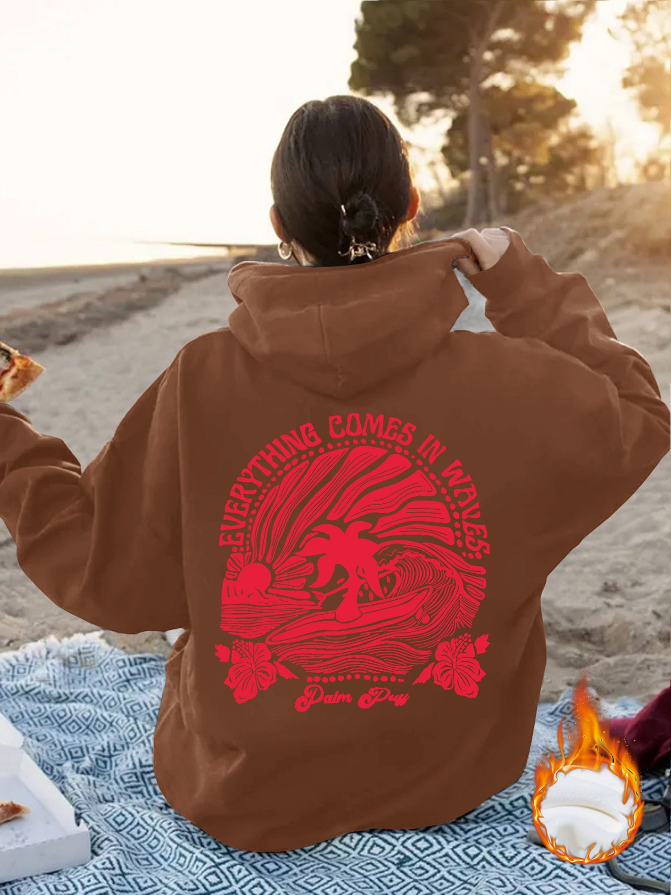 Women's Sun Pattern Printed Hoodie Long Sleeve Women's Sweater, Sweater