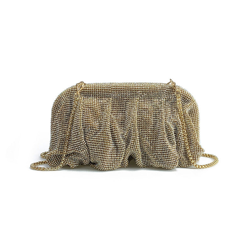 Women's Clouds Clip Pleated Clutch Diamond High-grade Evening Bags