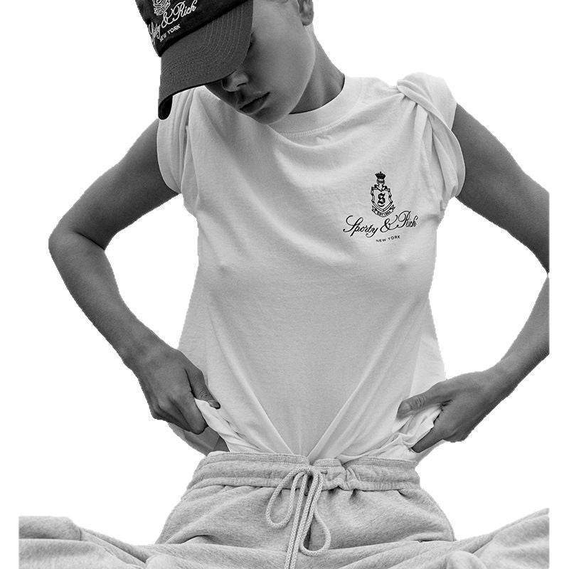 Women's North American Niche Small Crown Letter Printed Blouses