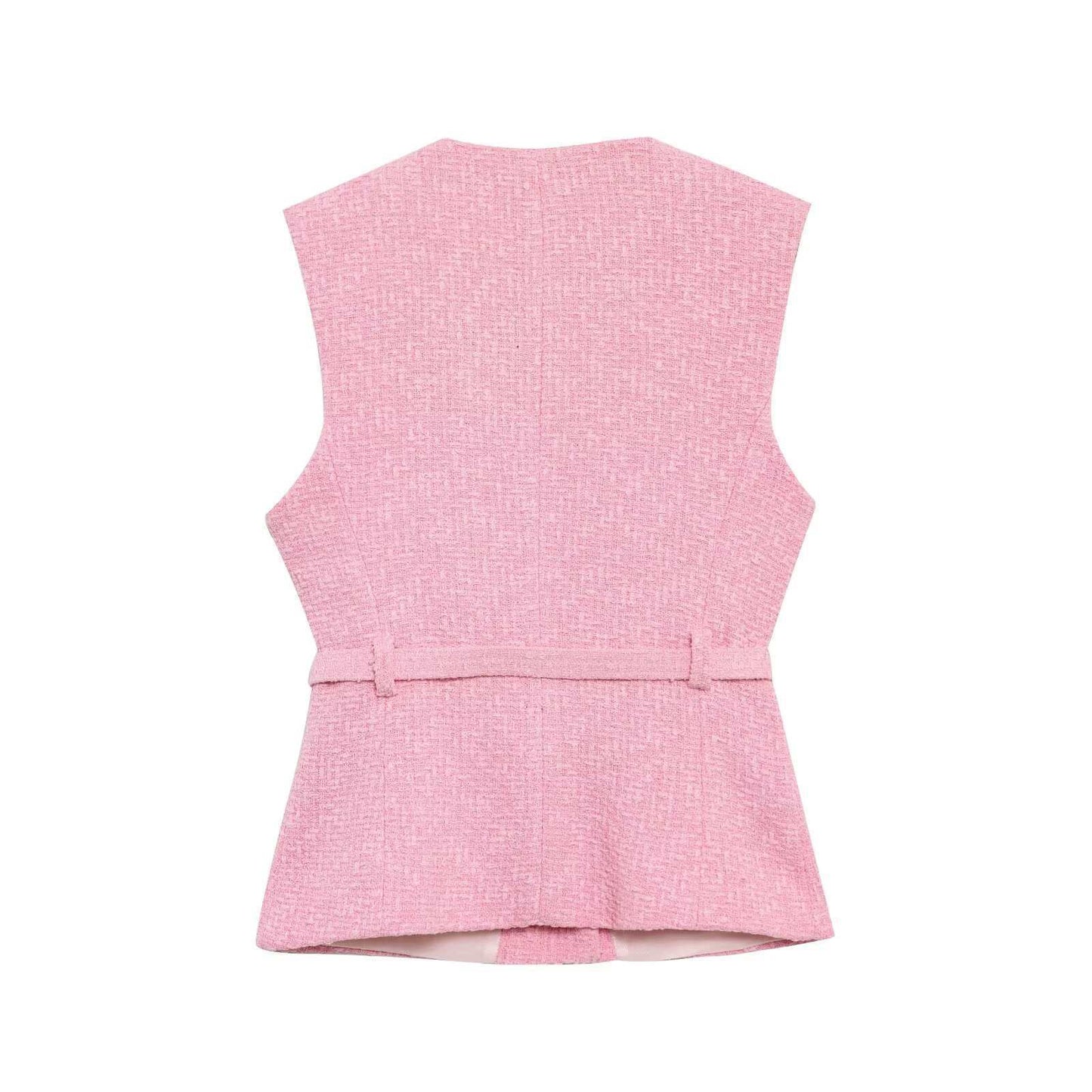 Metal Buckle With Round Neck Punk Vests