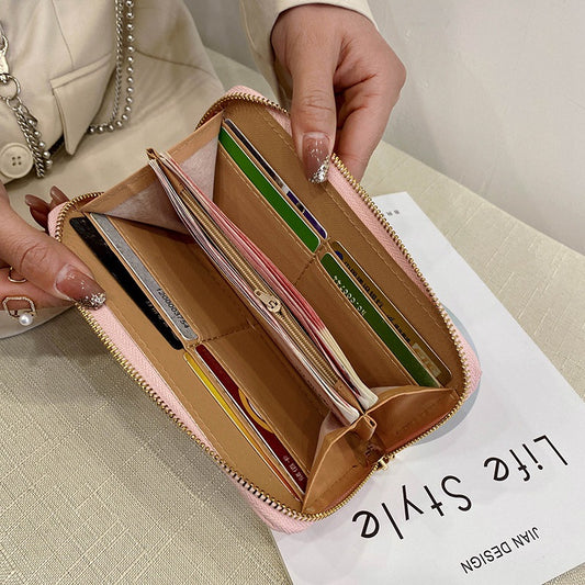 Women's Leather Embossed Pattern Clutch Mid-length Multiple Ladies Wallets