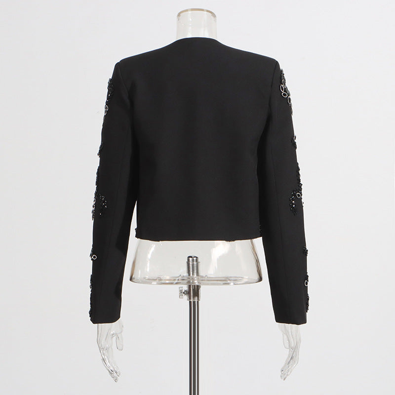 Trendy Beaded Design Long Sleeve Single-breasted Blazers