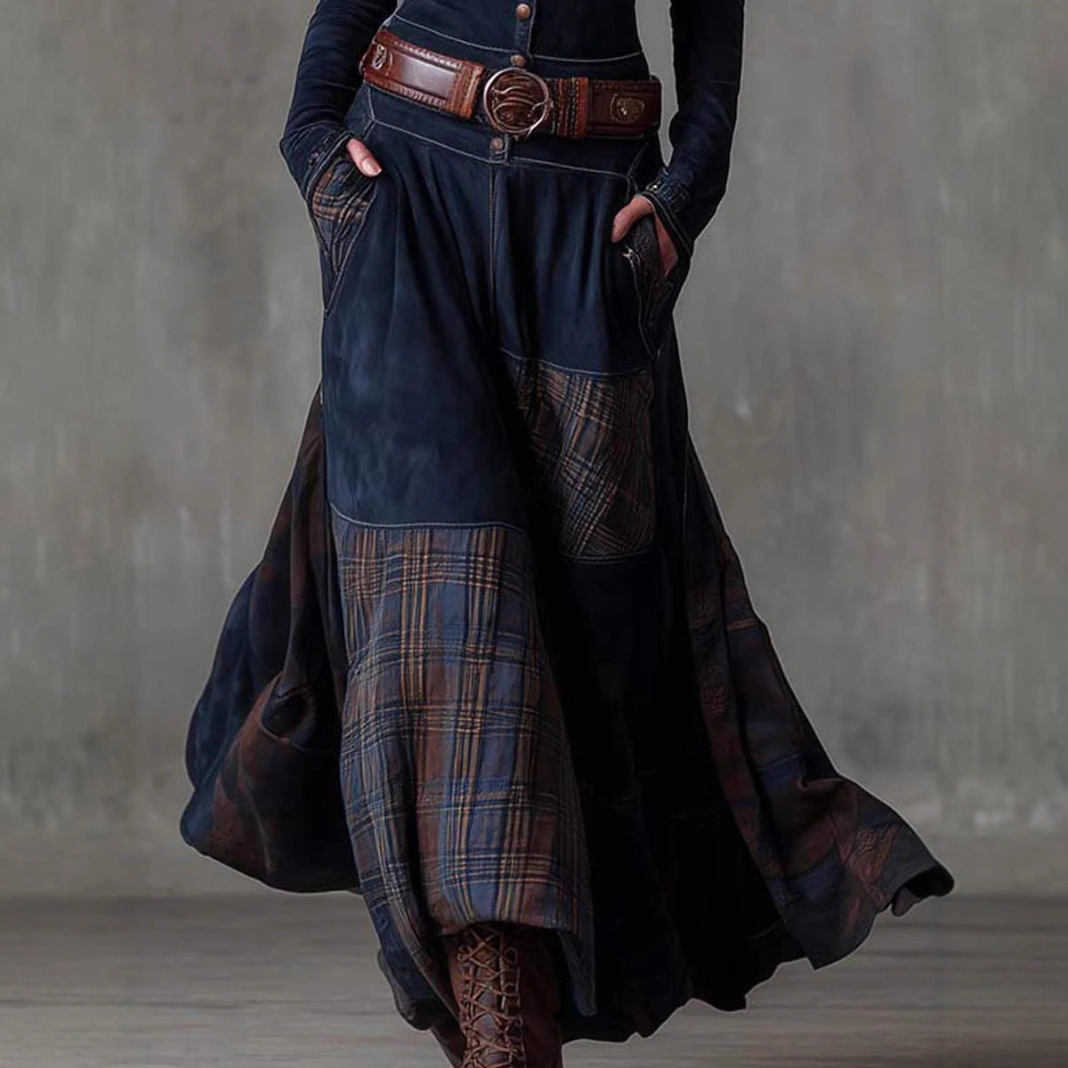 Fashion Long-sleeved Fleece Elegant Button Temperament Dresses