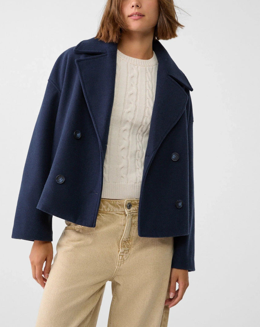 Women's Large Lapel Woolen Padded Long Sleeve Coats
