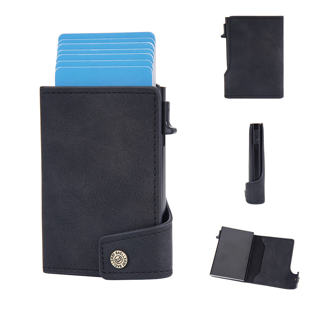 Men's Side Push Vintage Metal Aluminum Box Card Holder