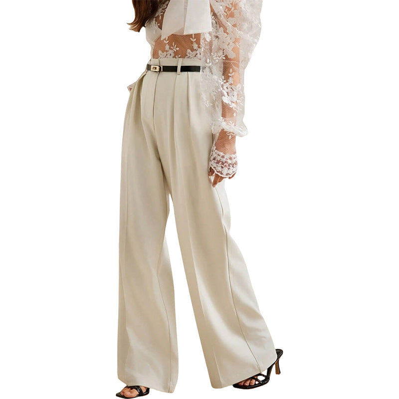 Women's Casual High Waist Temperament Commute Straight Pants