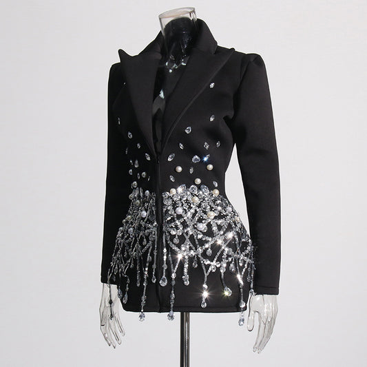 Women's Style Lapel Long Sleeve Butterfly Sequins Blazers