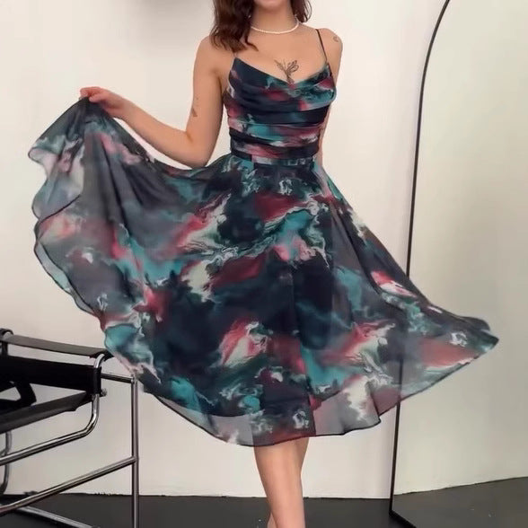 Holiday Casual Waist Tight Sexy Swing Spaghetti Straps Dresses