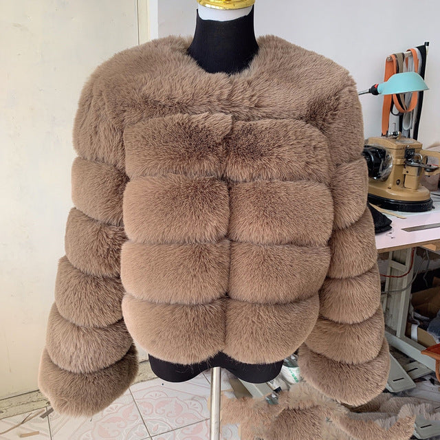 Women's Fur Warm Leisure Stitching Faux Fox Coats