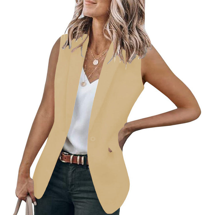 Women's Summer Elegance Sleeveless Solid Color Collar Cardigans