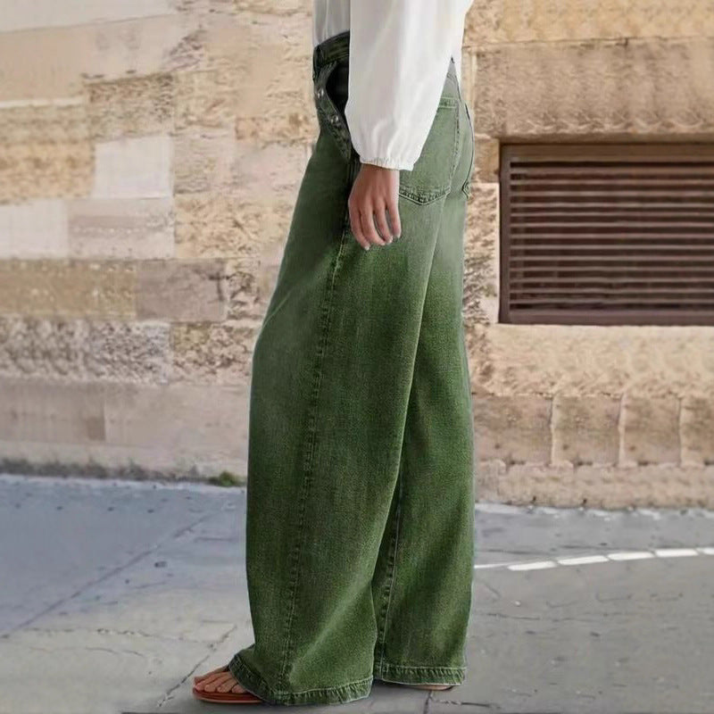 Women's Washed Loose Wide Leg Leisure High Pants