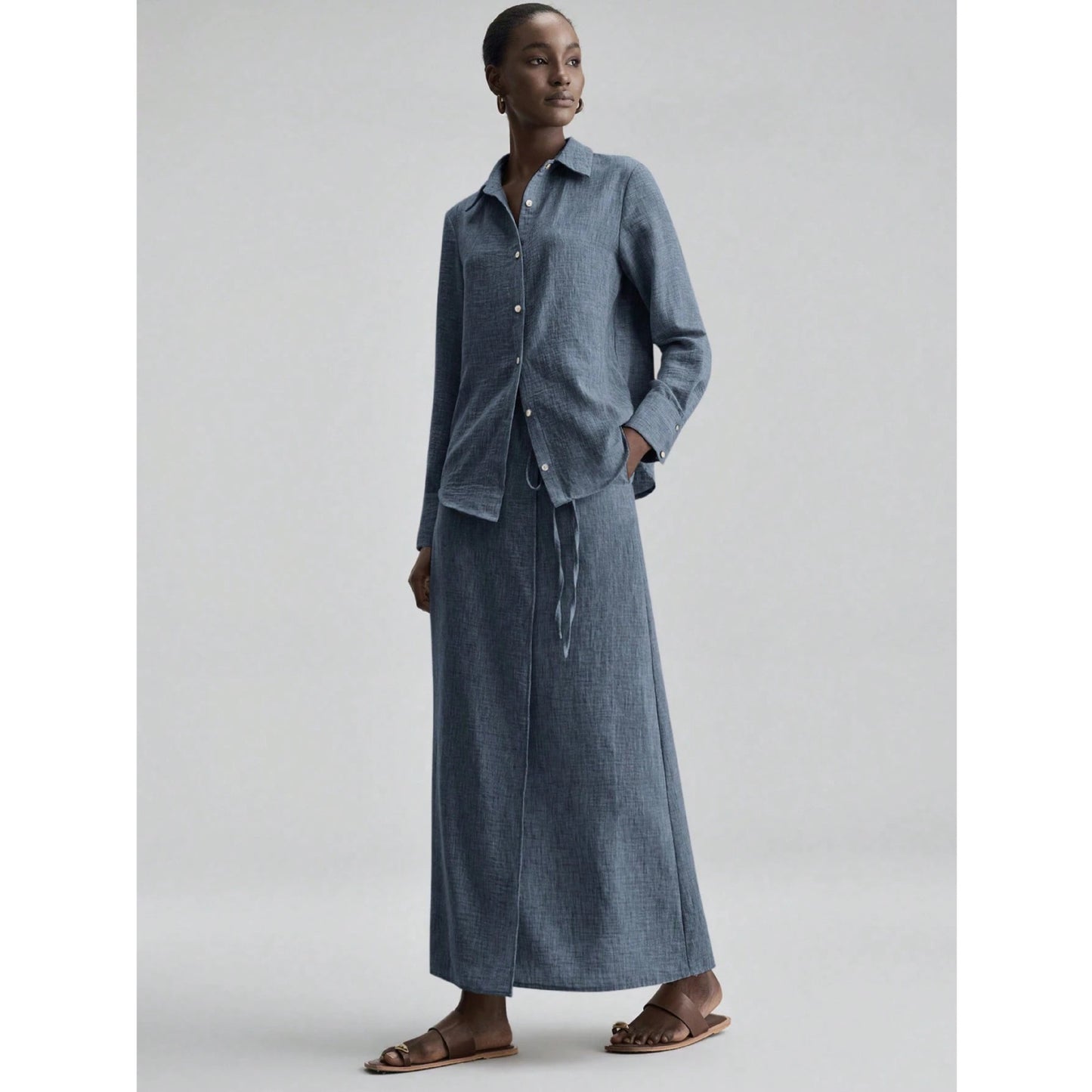 Women's Spring Shirt Loose Long Dress Two-piece Tops