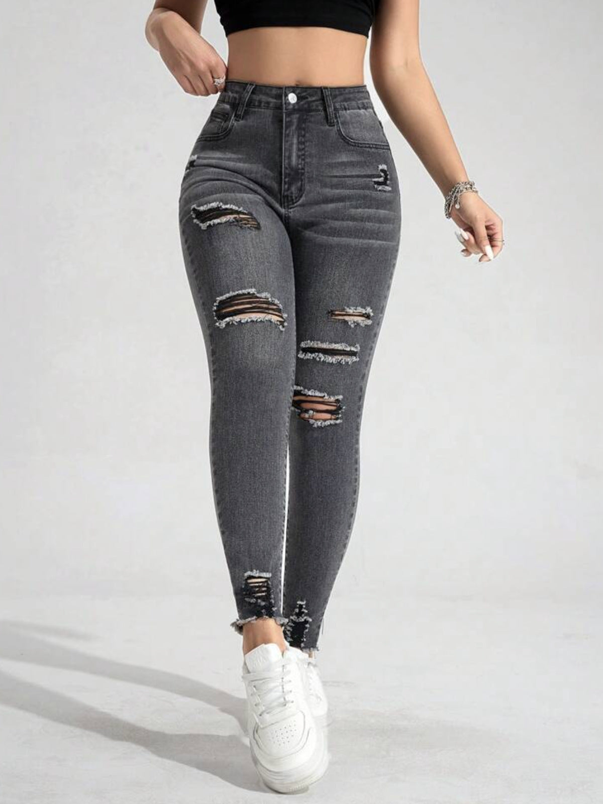 Women's Ripped Slim Stretch Denim Skinny Pants