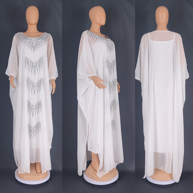 Women's Large Fat Cover Robe Hot Drilling Dresses