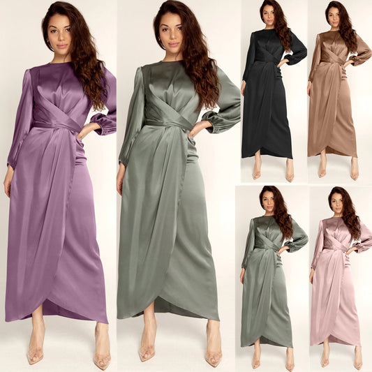 Style Fashion Popular Sexy Soft Waist Satin Dress