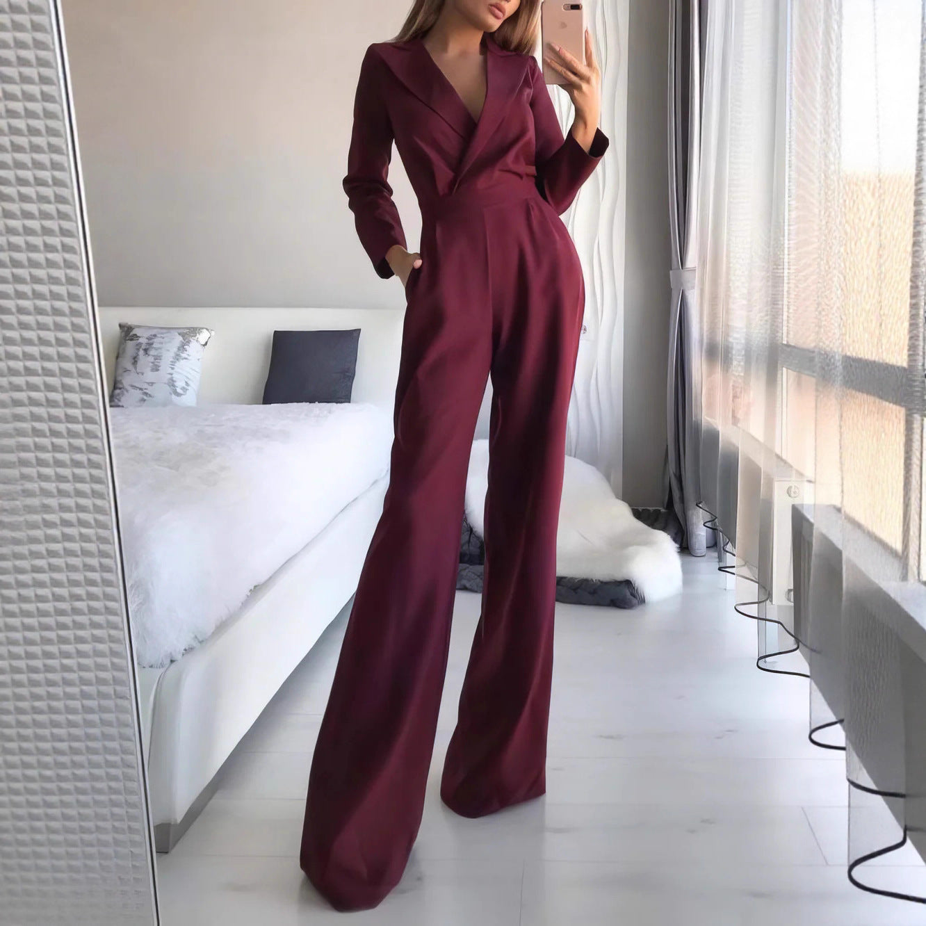 Chinese Long Style Slant Temperament Commute Jumpsuits